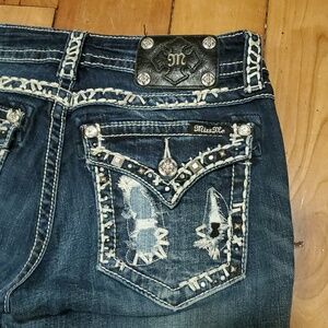 Miss Me Dark Indigo Skinny Jeans with Contrast Stitching